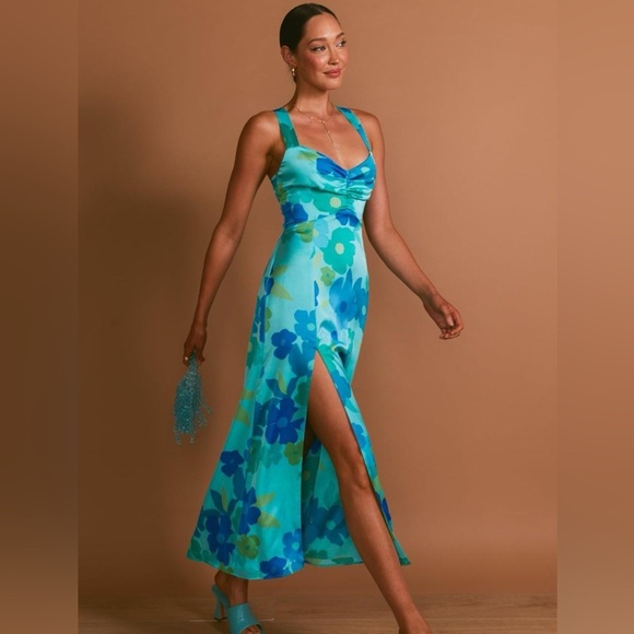 Show Me Your MuMu Dresses & Skirts - NWT Show Me Your Mumu Mina MIDI Maxi Blue Piccadilly Floral Dress | SIZE MEDIUM